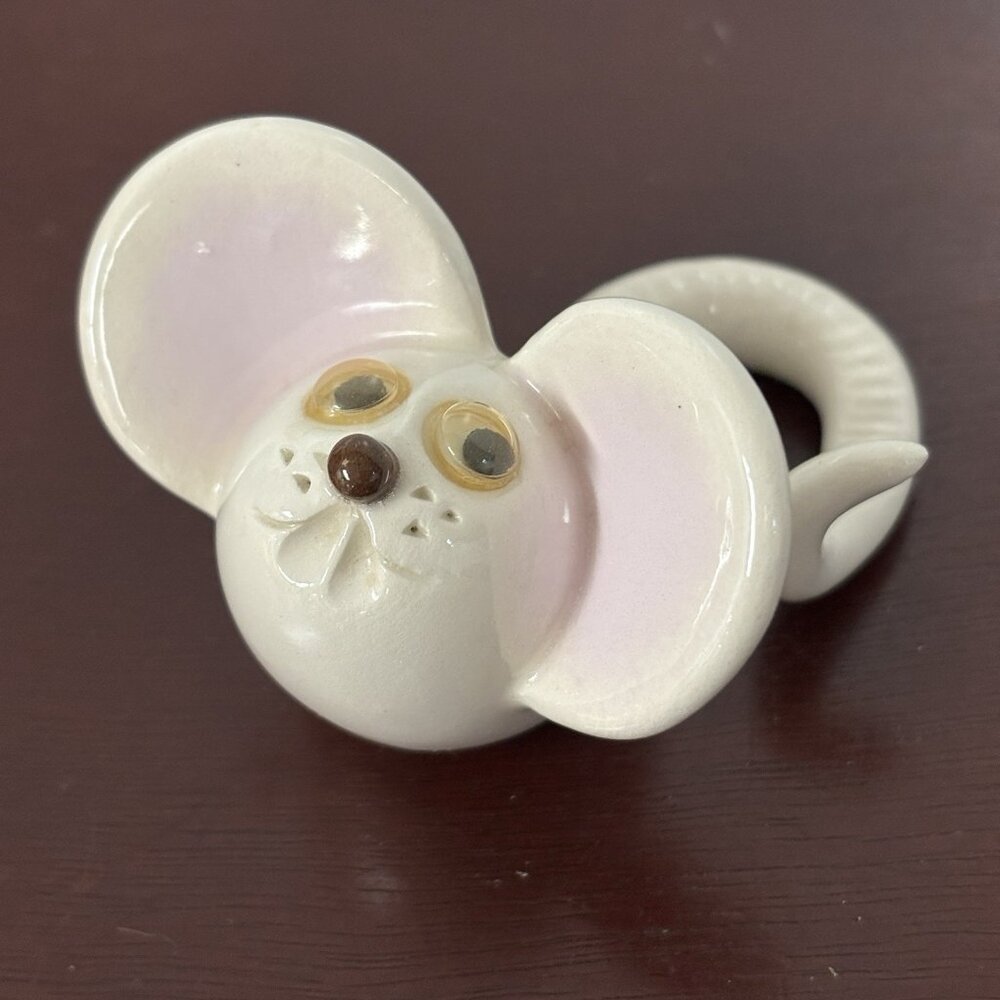 Unique Whimsical Vintage Canadian Original Art Handmade Mouse With Googly Eyes
